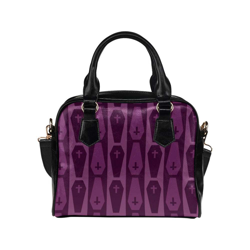 Purple Coffins Shoulder Handbag