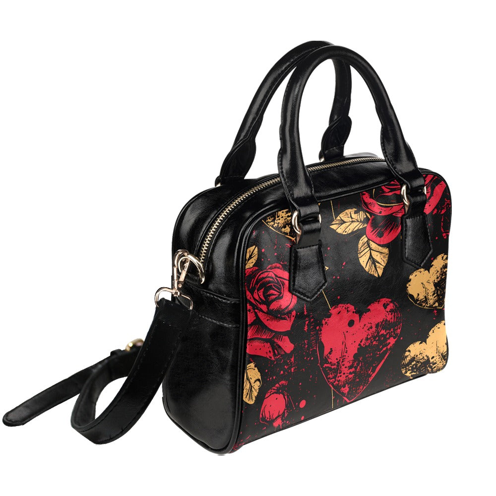 Flowers And Hearts Shoulder Handbag