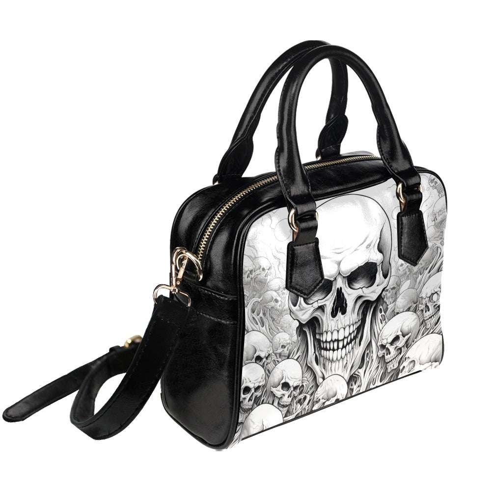 Skull Sketch Style Shoulder Handbag