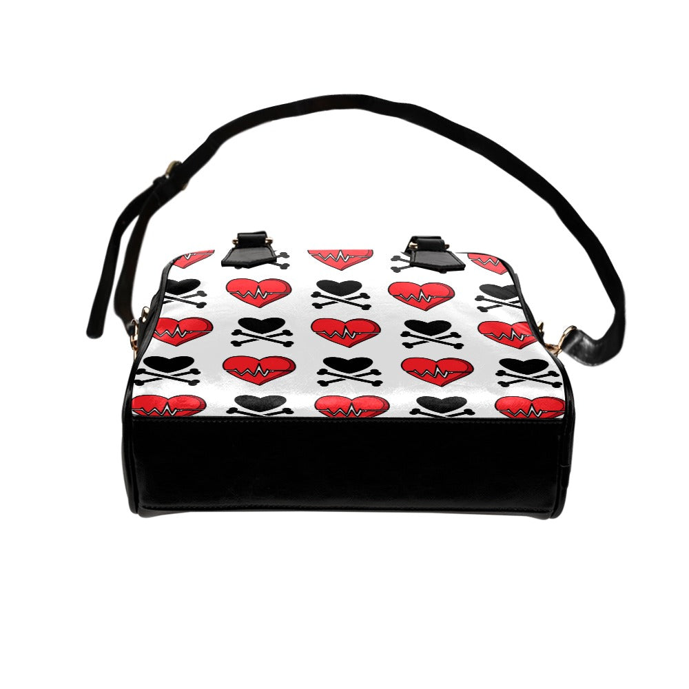 Hearts And Cross Bones Shoulder Handbag