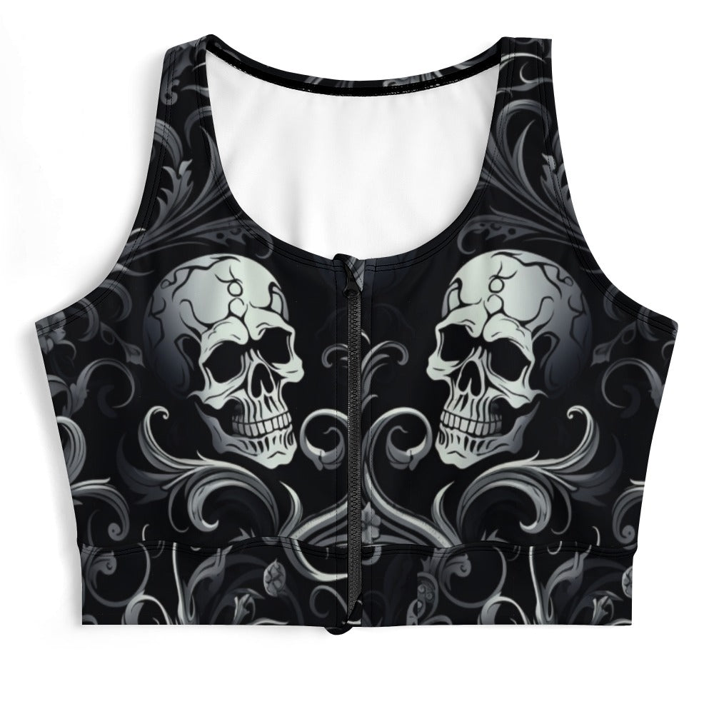 Gothic Skulls Yoga Zipper Vest