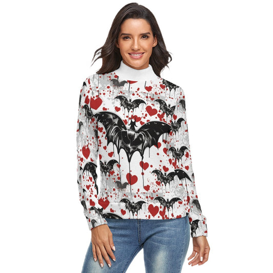 Bats And Hearts Long Sleeve Turtleneck Sweater