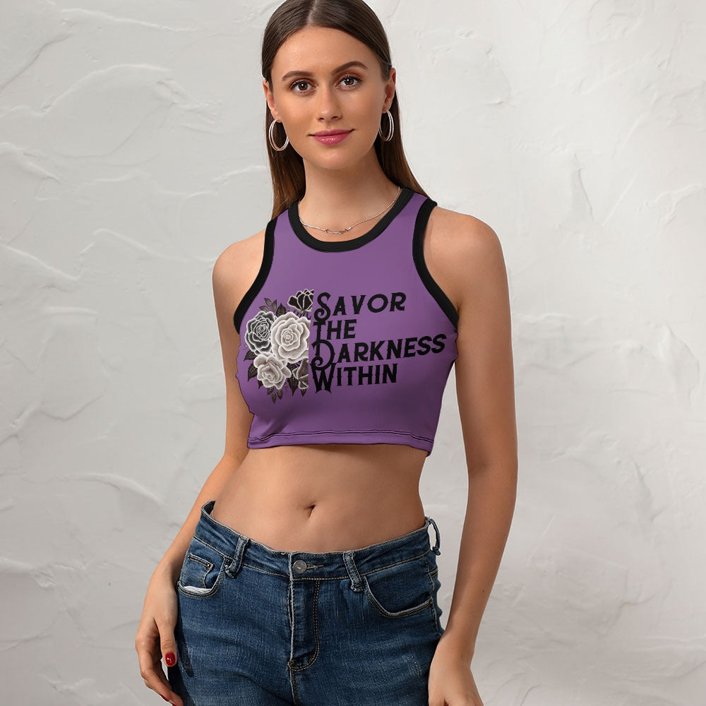 Savor The Darkness Within Cropped Slim Racer Tank Top