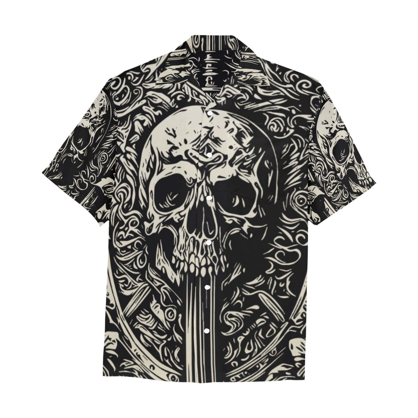 Skulls Hawaiian Shirt With Chest Pocket