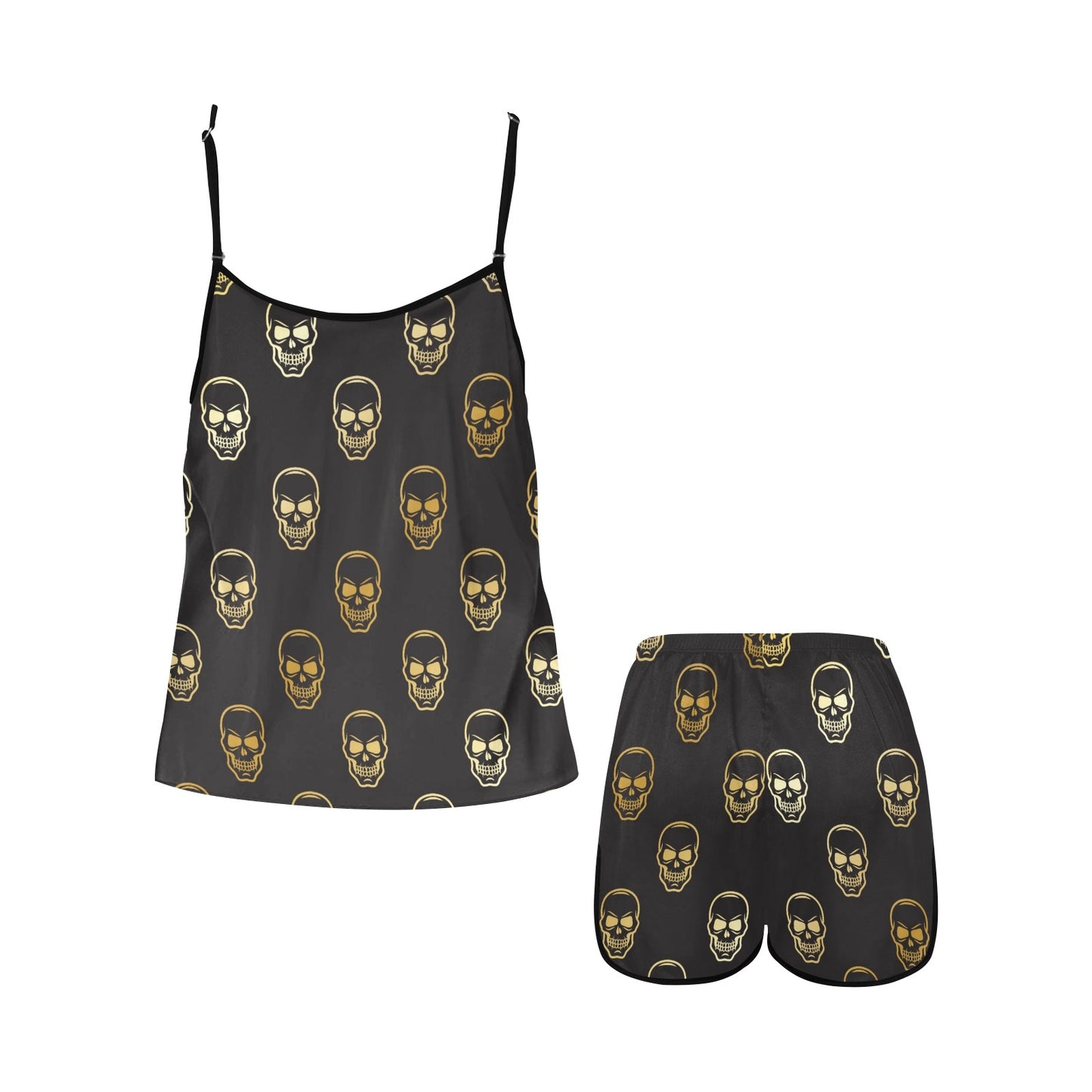 Smiling Skulls Spaghetti Strap Short Pajama Set