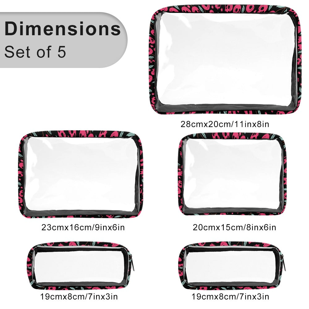 Cherry Skulls Transparent Storage Bag Five in One