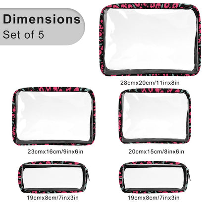 Cherry Skulls Transparent Storage Bag Five in One