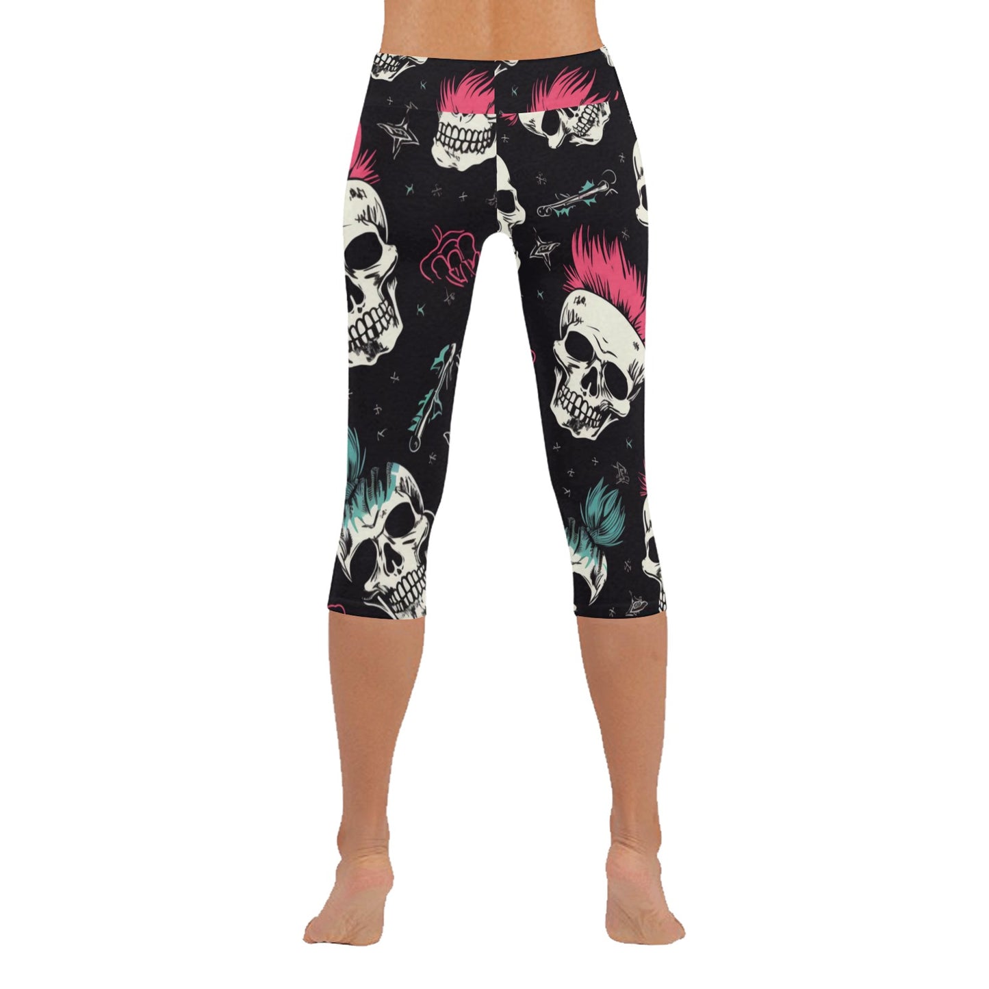 Punk Skulls Low Rise Capri Leggings