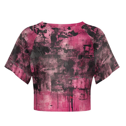 Pink Grunge Short Sleeved Navel Shirt