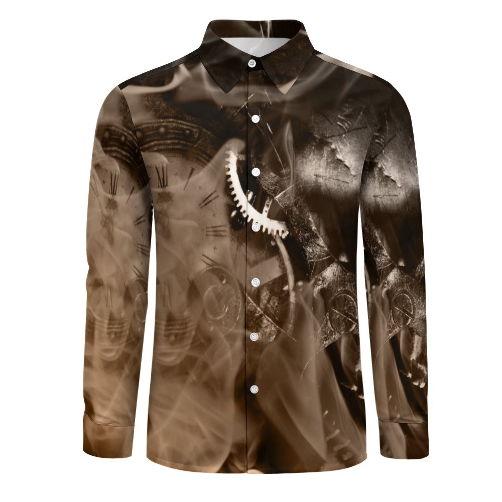 Steampunk Gears Casual One Pocket Long Sleeve Shirt