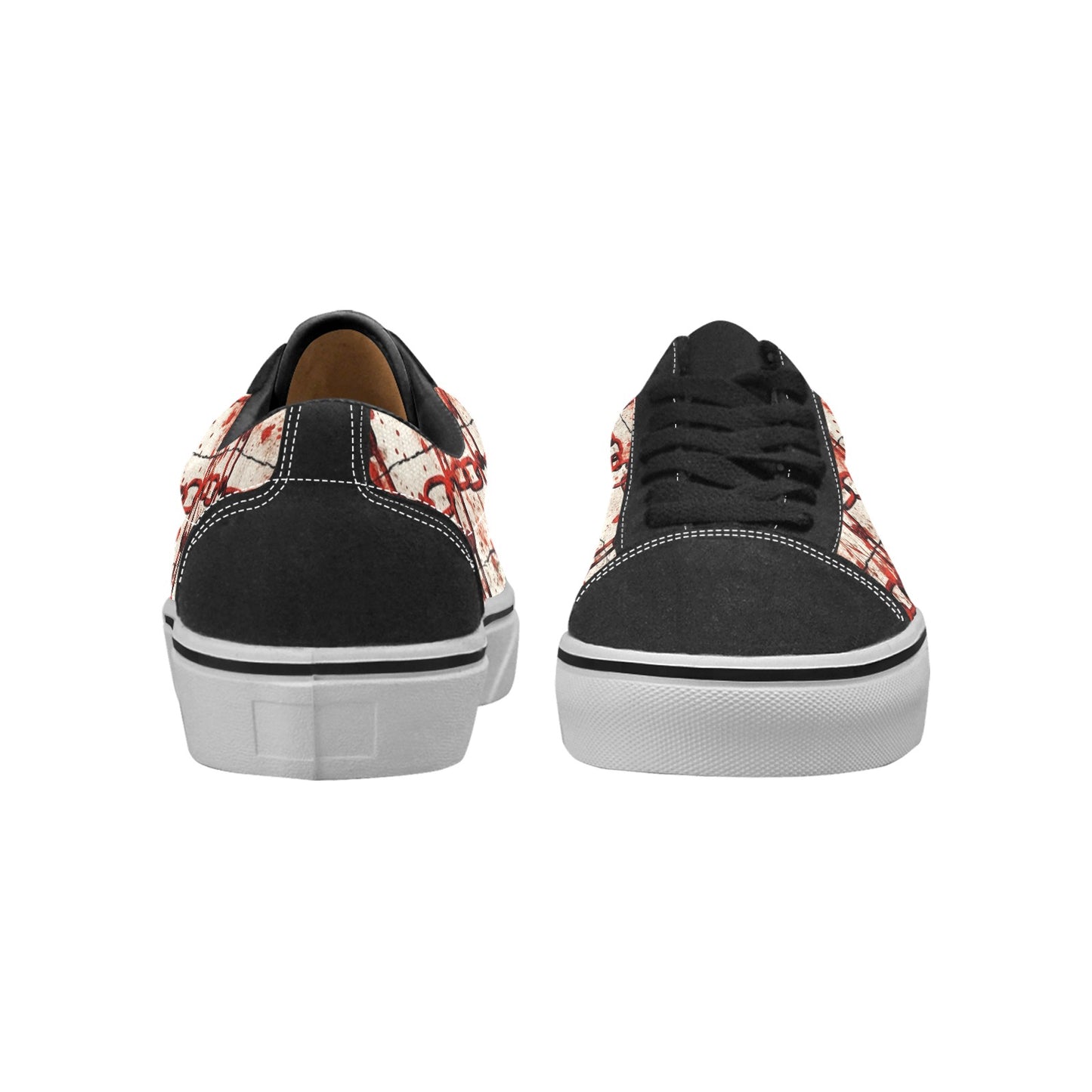Grunge Red Chains Lace-Up Canvas Shoes