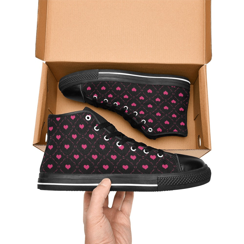 Little Pink Hearts High Top Canvas Shoes