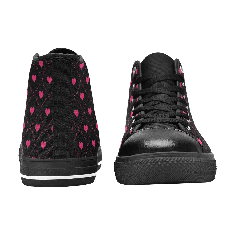 Little Pink Hearts High Top Canvas Shoes