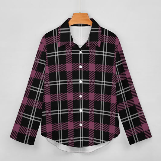 Plum Plaid Cropped Hem Shirt