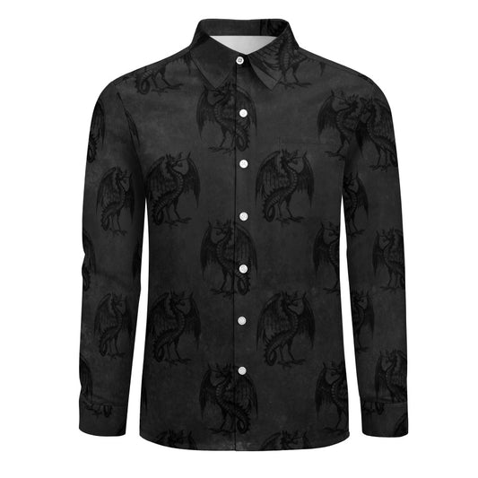 Gothic Dragon Casual One Pocket Long Sleeve Shirt