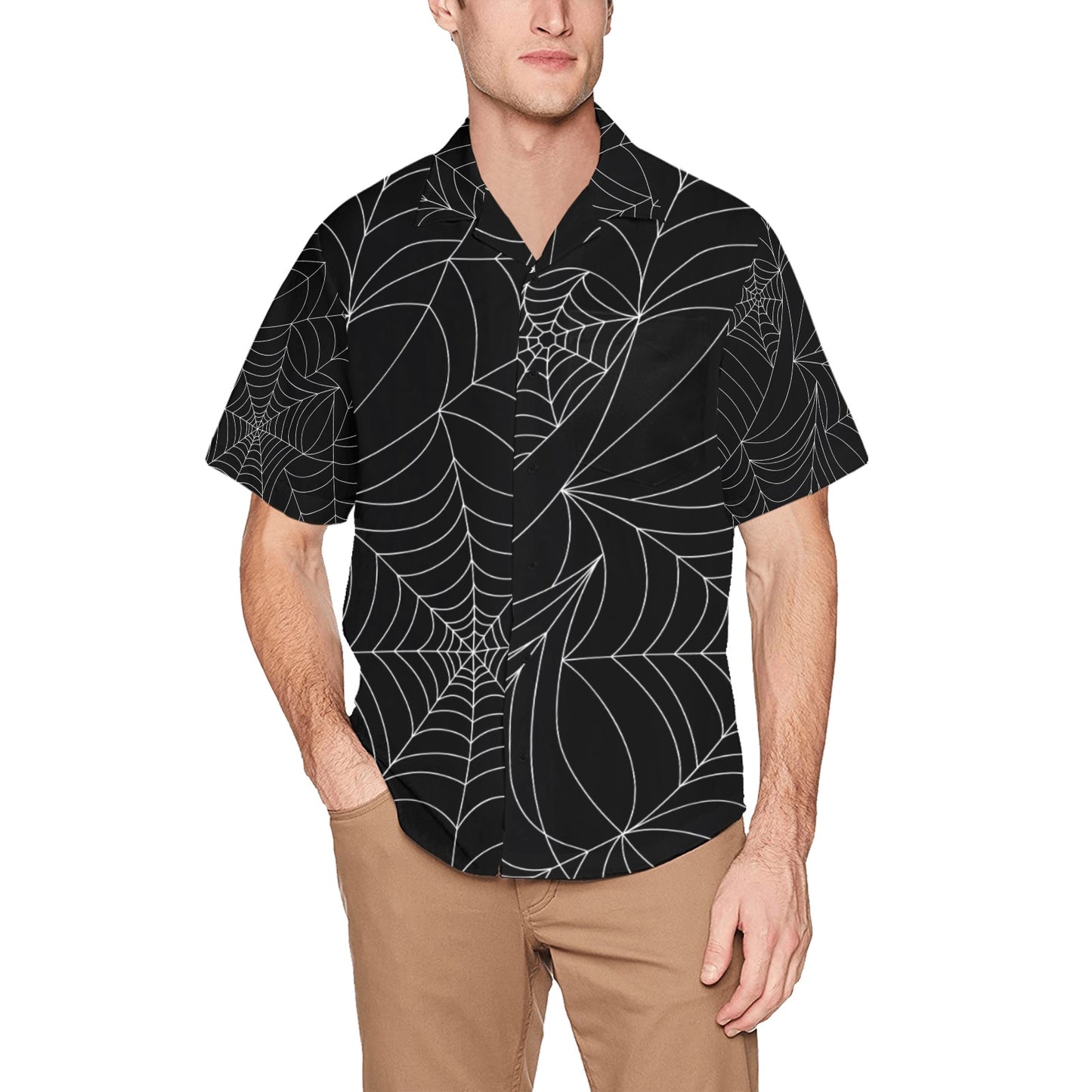 Spider Webs Hawaiian Shirt With Chest Pocket