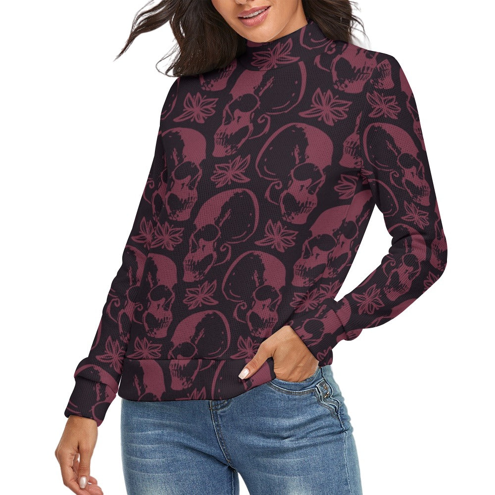 Purple Skull Long Sleeve Turtleneck Sweater