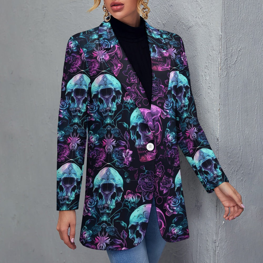 Neon Skull Style Casual Suit Jacket