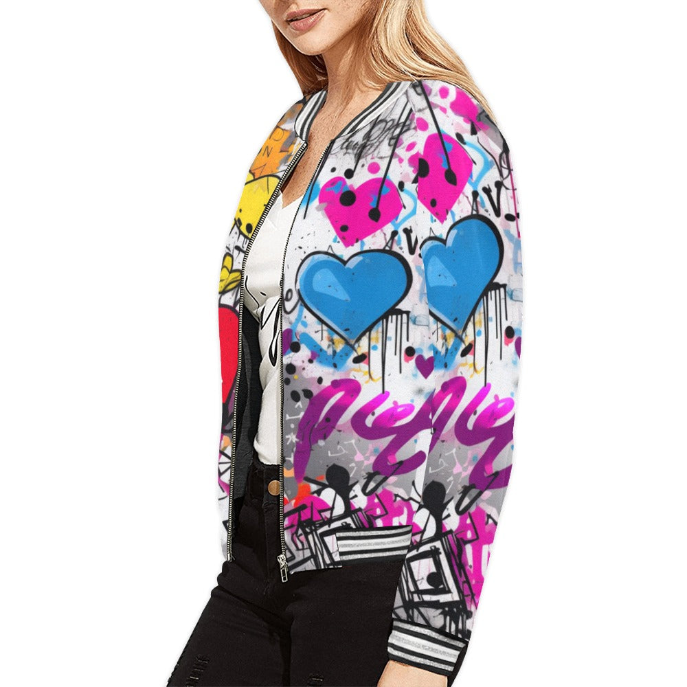 Graffiti Love Design Stripe Jacket