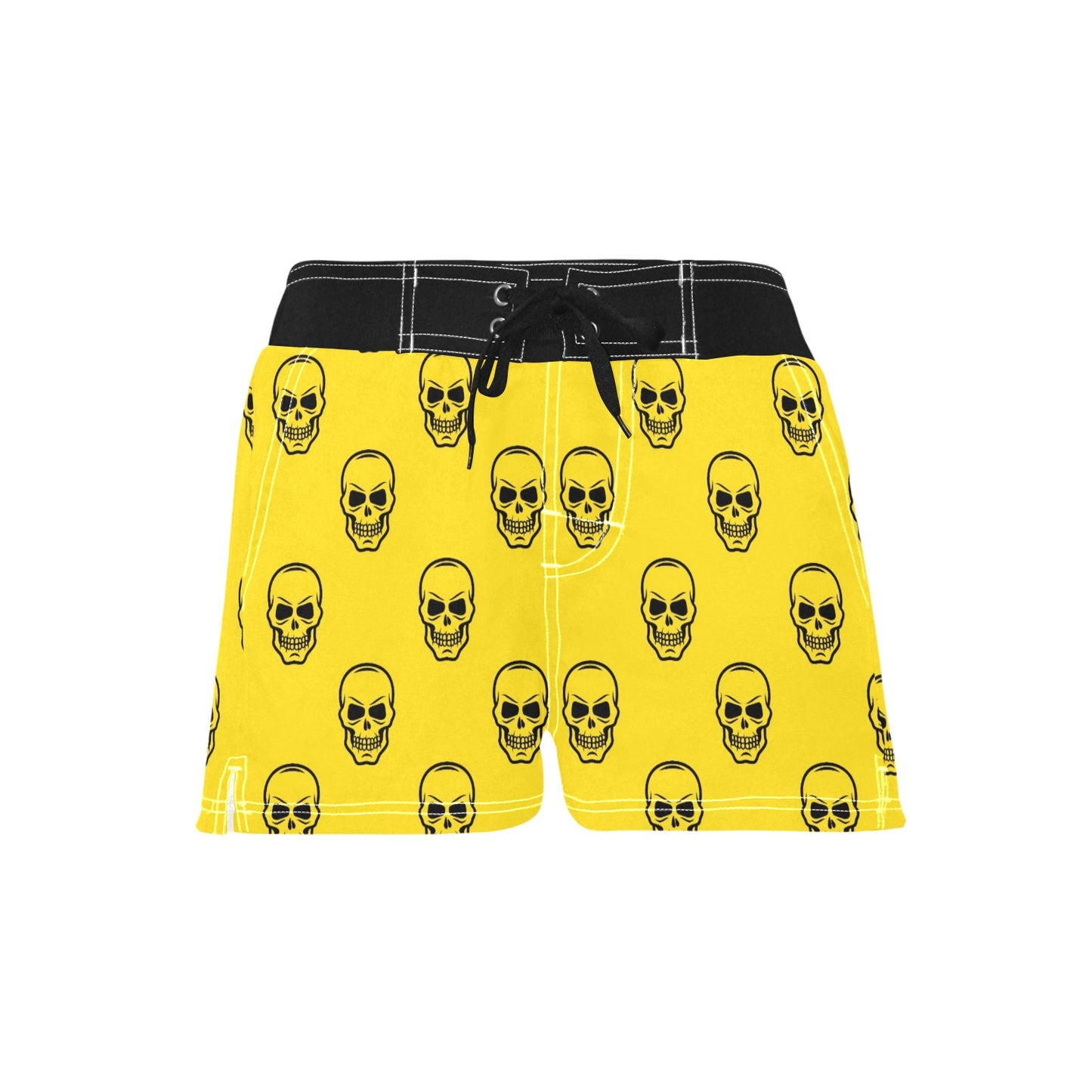 Smiling Skulls On Yellow Casual Board Shorts