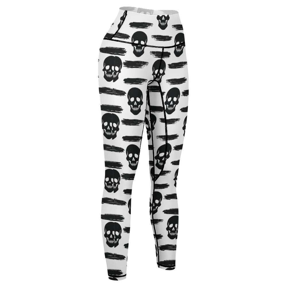 Brushstrokes Skull Design Yoga Pants