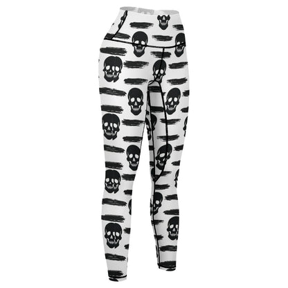 Brushstrokes Skull Design Yoga Pants