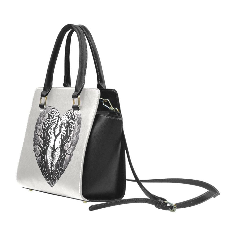 Gothic Black Heart Rivet Shoulder Handbag