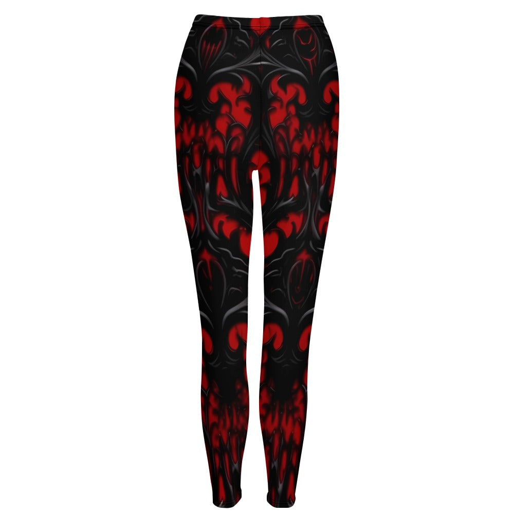 Gothic Red And Black Leggings