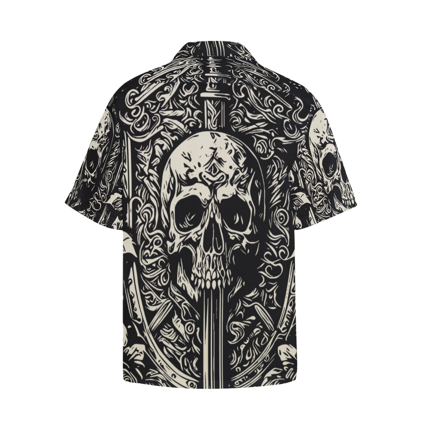 Skulls Hawaiian Shirt With Chest Pocket