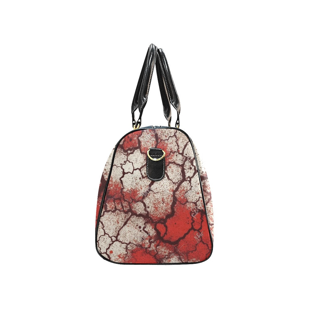 Cracked Red And White Stone Large Travel Bag