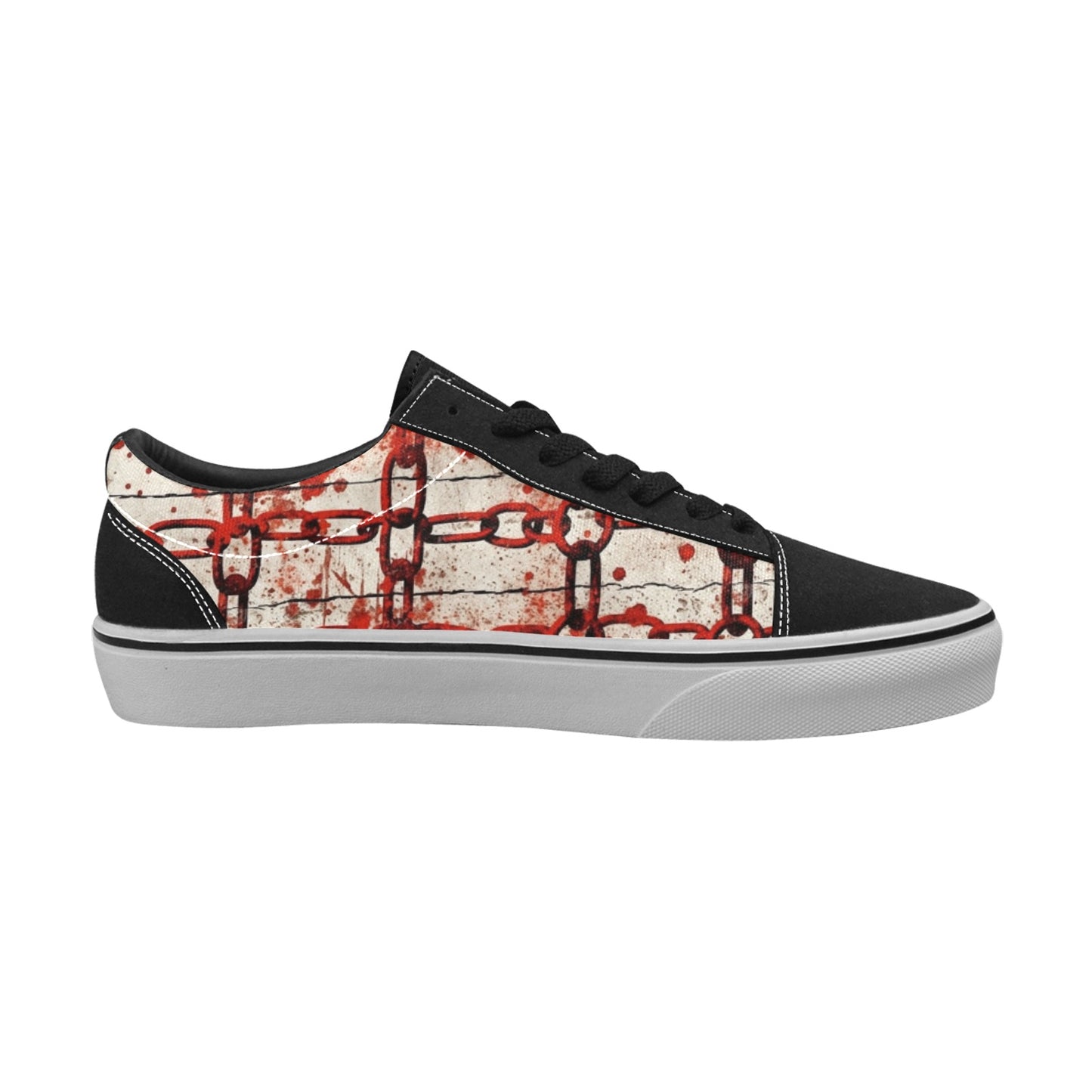Grunge Red Chains Lace-Up Canvas Shoes