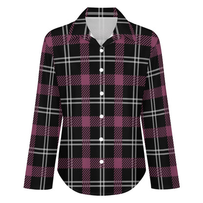 Plum Plaid Cropped Hem Shirt