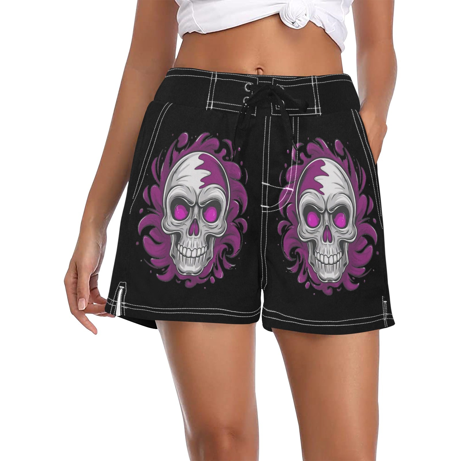 Purple Skulls Casual Board Shorts