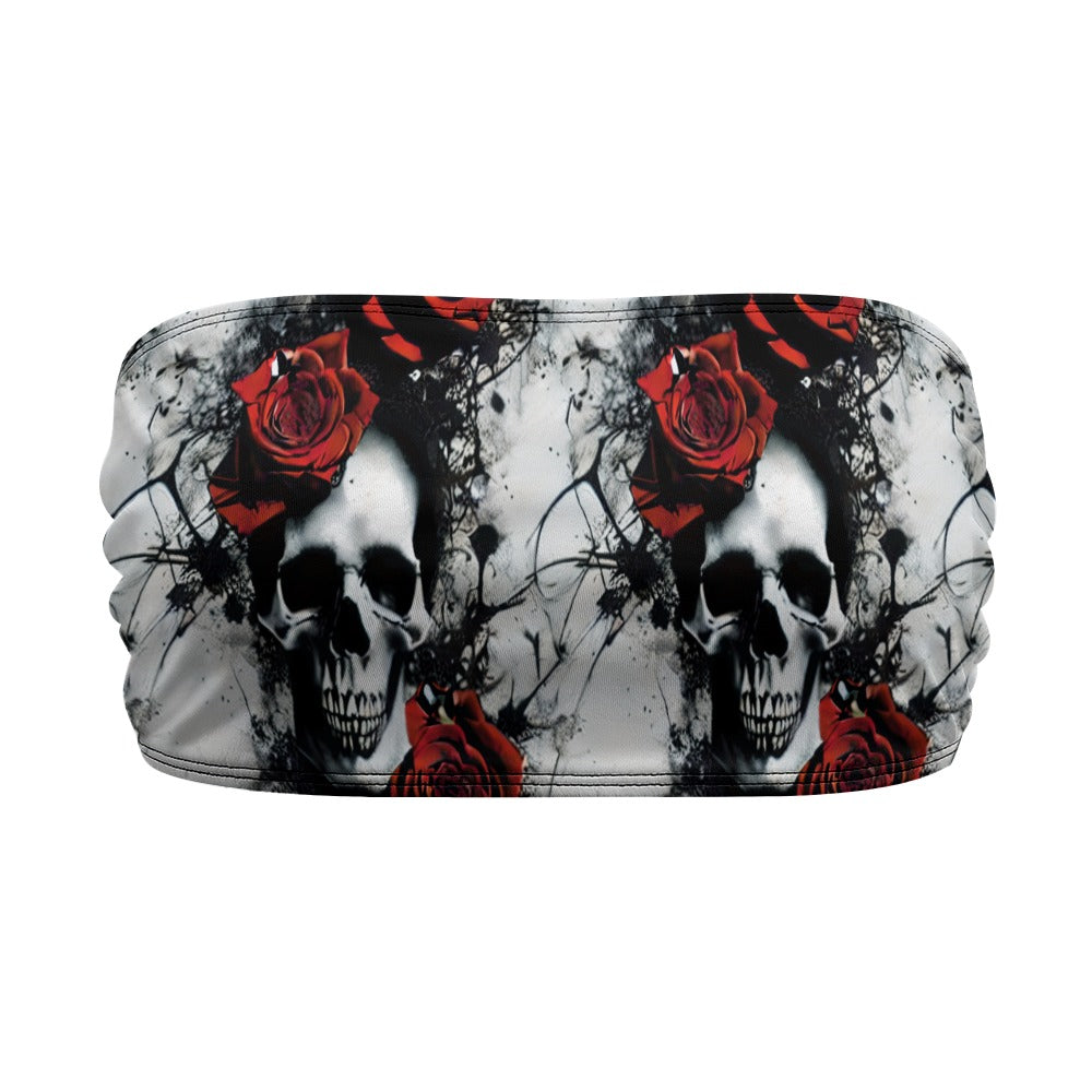 Skull And Red Roses Chest Wrap