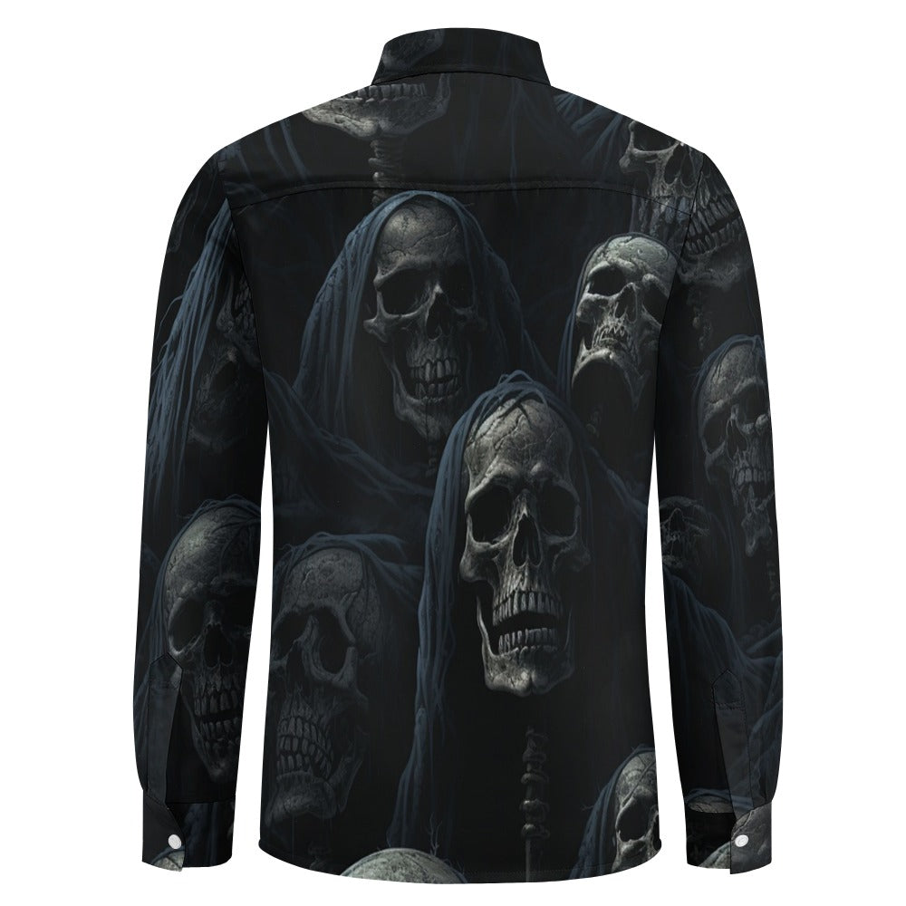 Death Skulls Casual One Pocket Long Sleeve Shirt