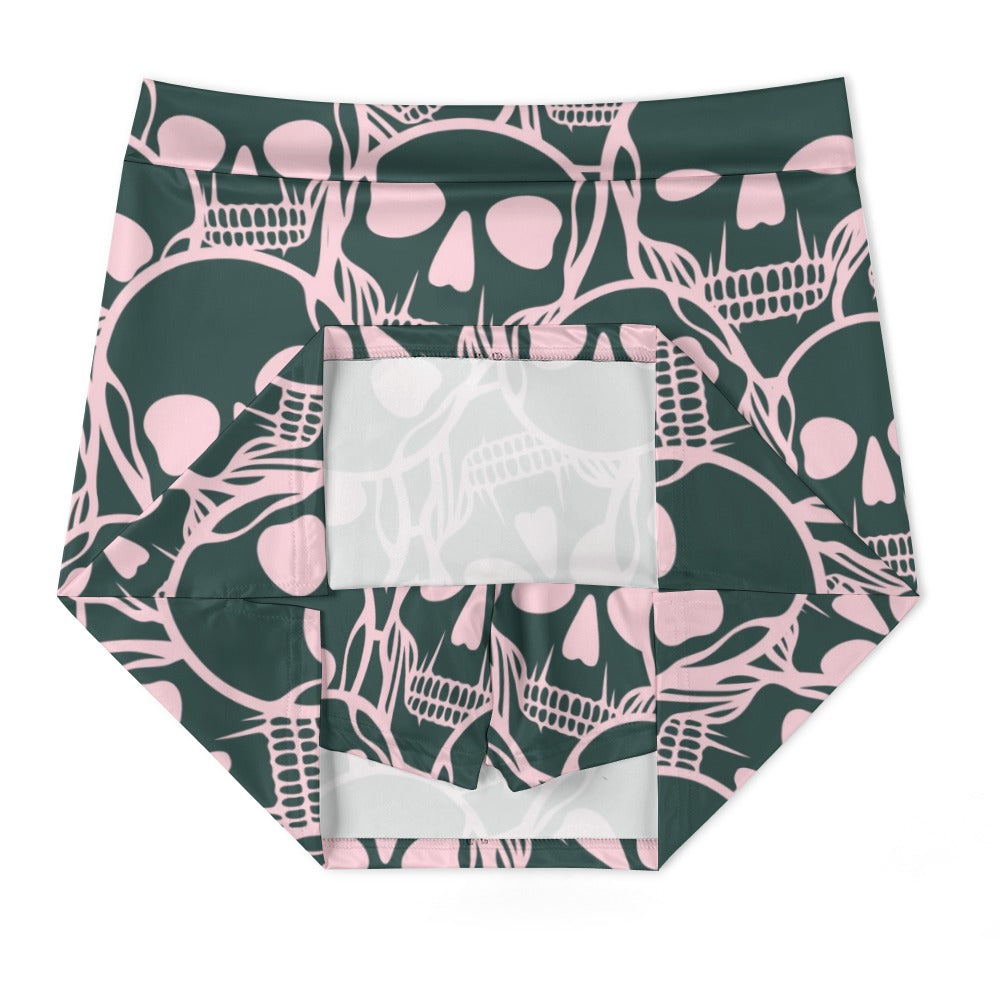 Pink Skulls Skirt Shorts With Pockets