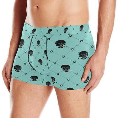 Black Skulls Teal Boxer Briefs