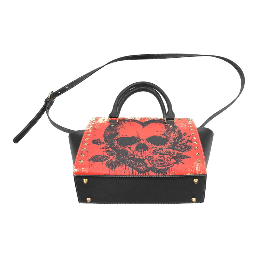 Skull Heart Rivet Shoulder Handbag