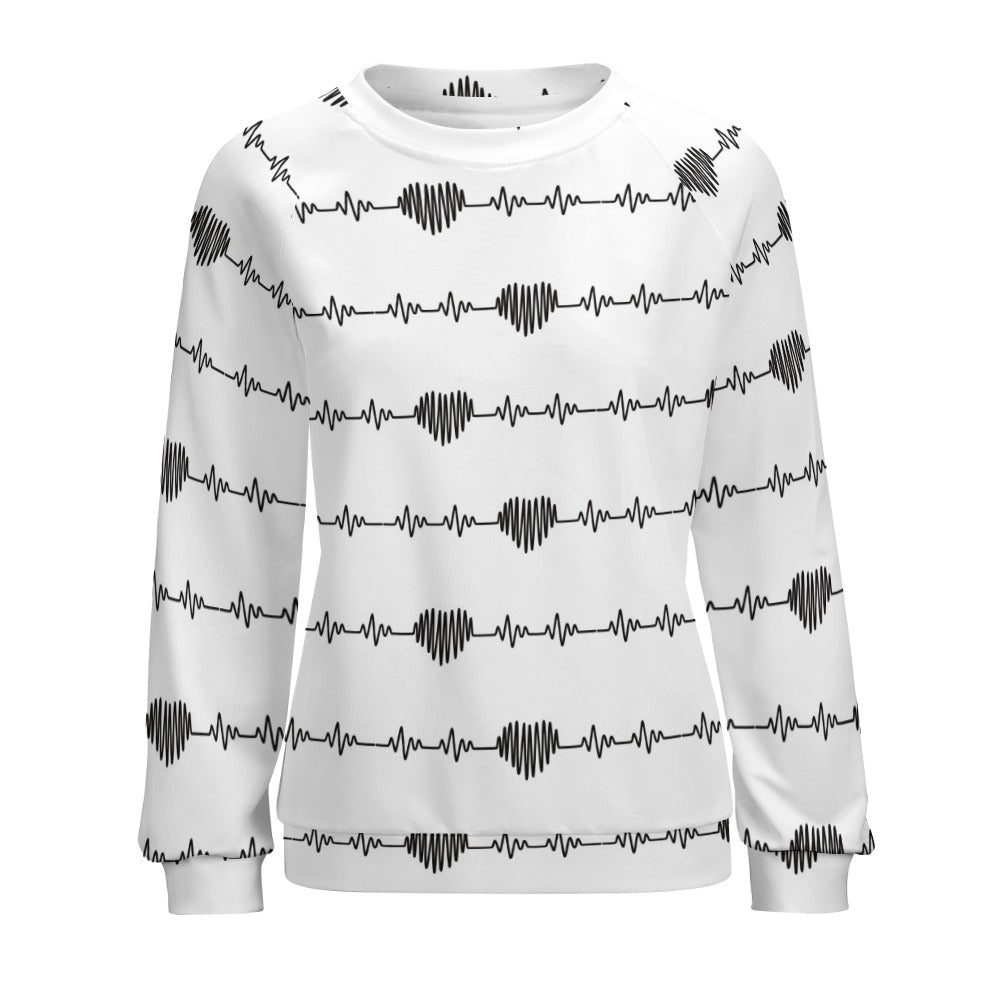 Heart Beat Hearts Raglan Round Neck Sweater