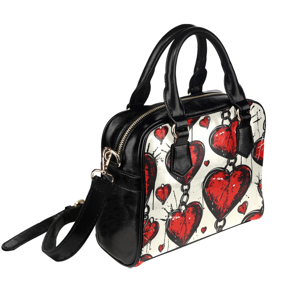 Chained Hearts Shoulder Handbag