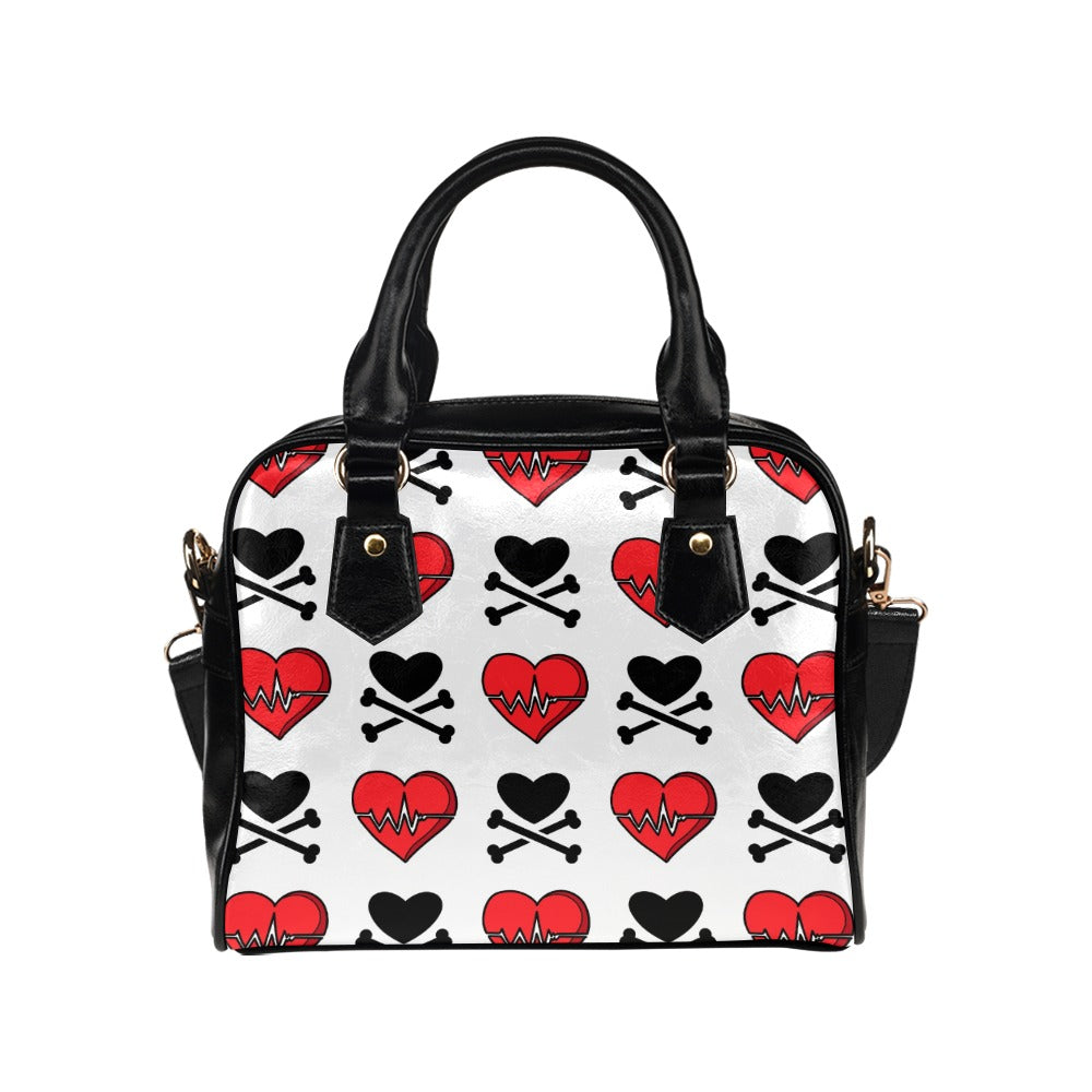 Hearts And Cross Bones Shoulder Handbag