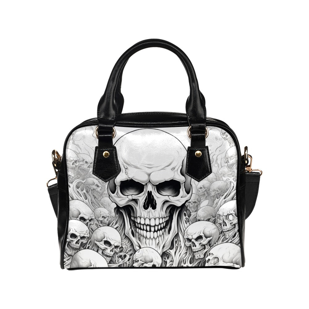 Skull Sketch Style Shoulder Handbag