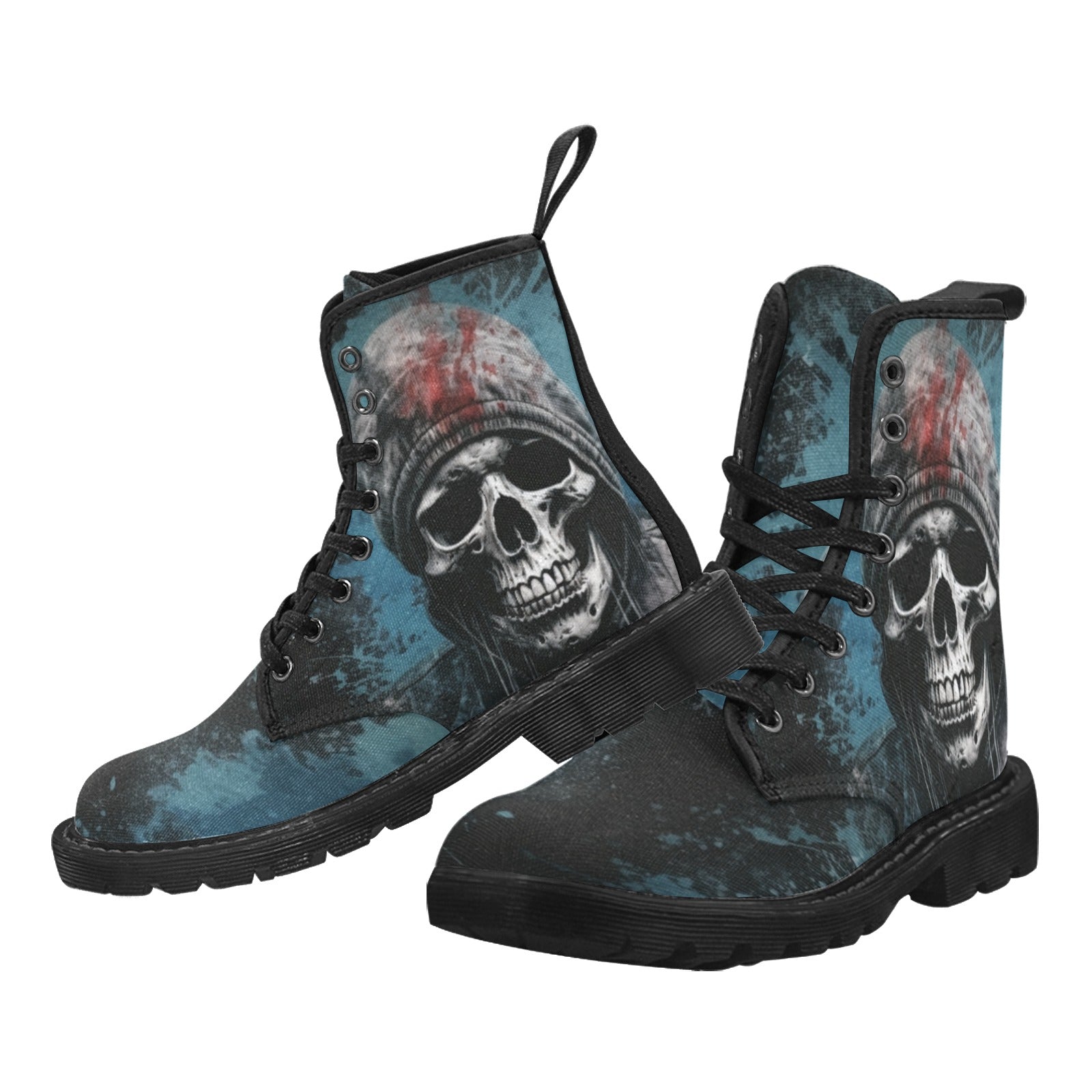Punk Reaper Lace Up Canvas Boots