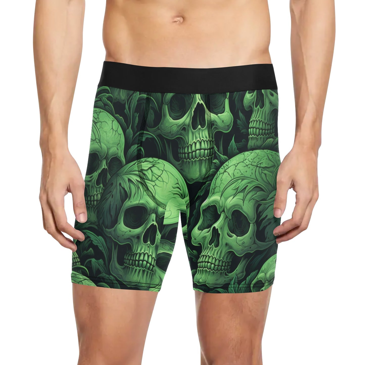 Green Skulls Long Leg Boxers