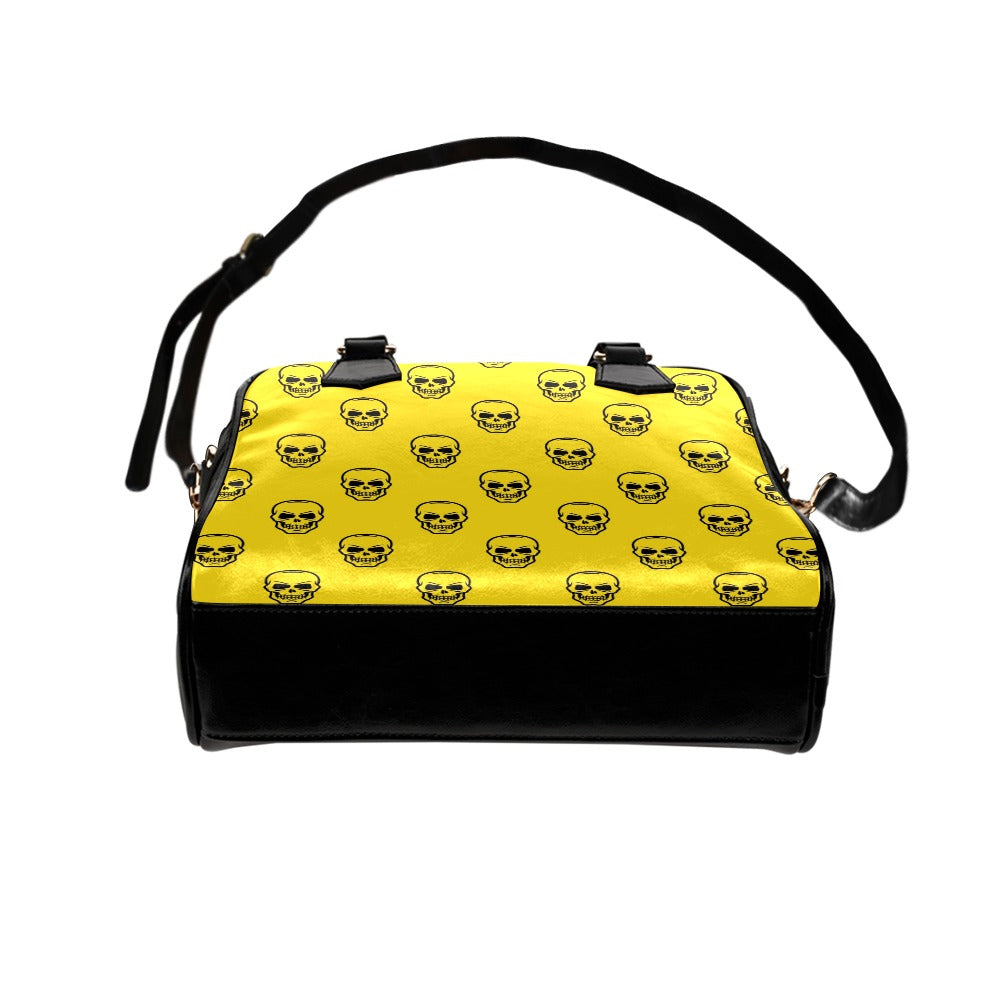 Smiling Skulls Yellow Shoulder Handbag