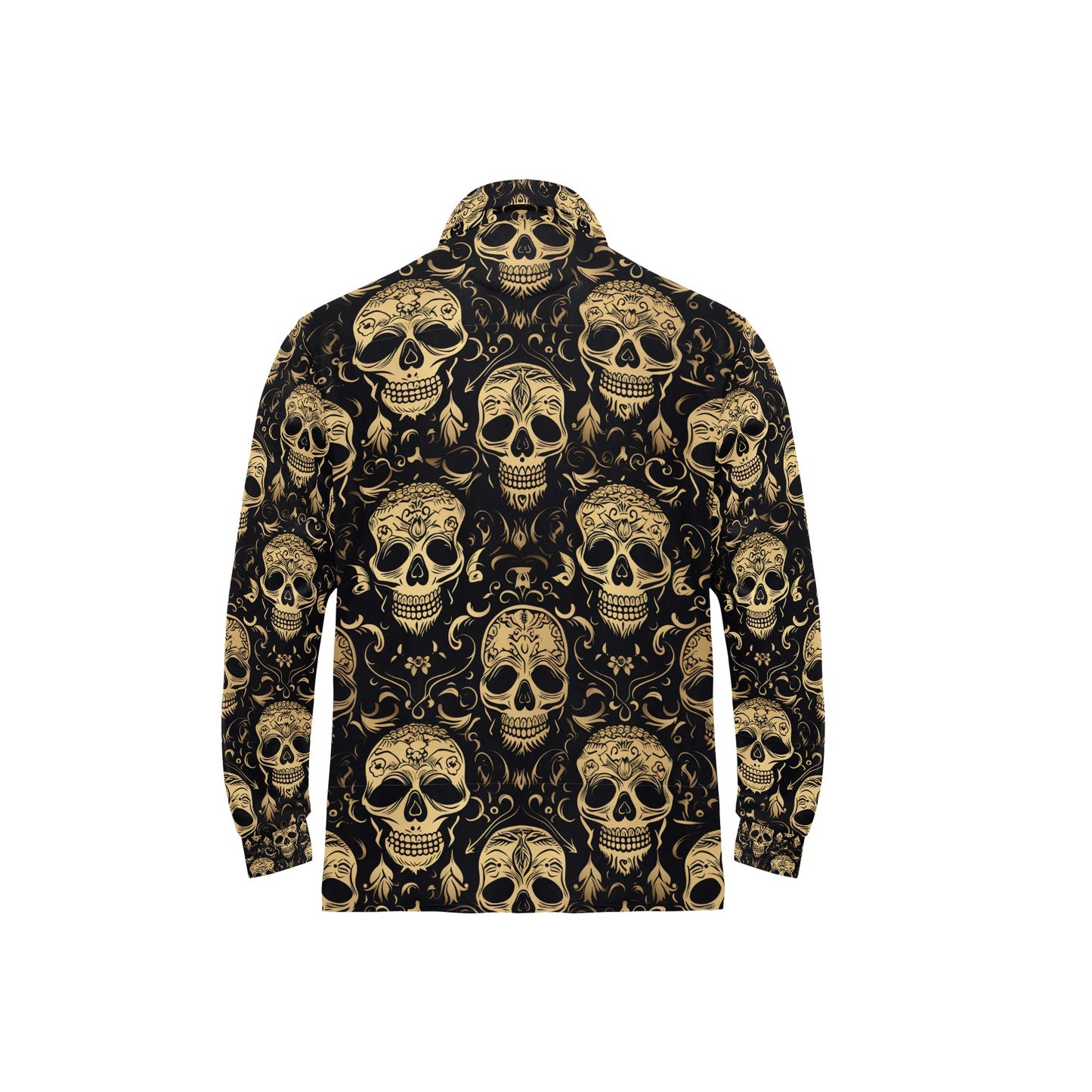 Stylized Skulls Long Sleeve Polo Shirt