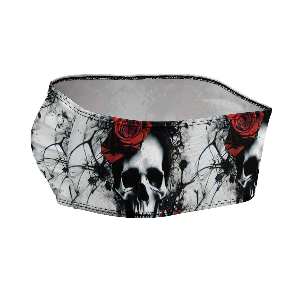 Skull And Red Roses Chest Wrap