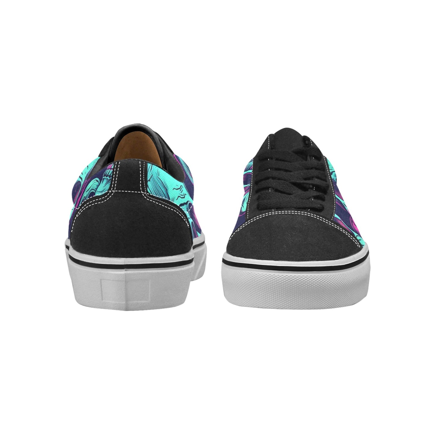 Neon Skulls Lace-Up Canvas Shoes