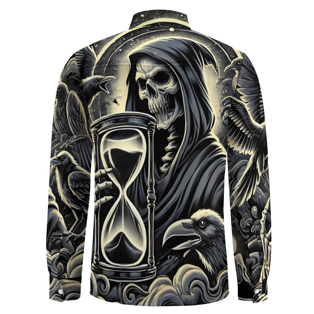 The Reaper's Hourglass Casual One Pocket Long Sleeve Shirt