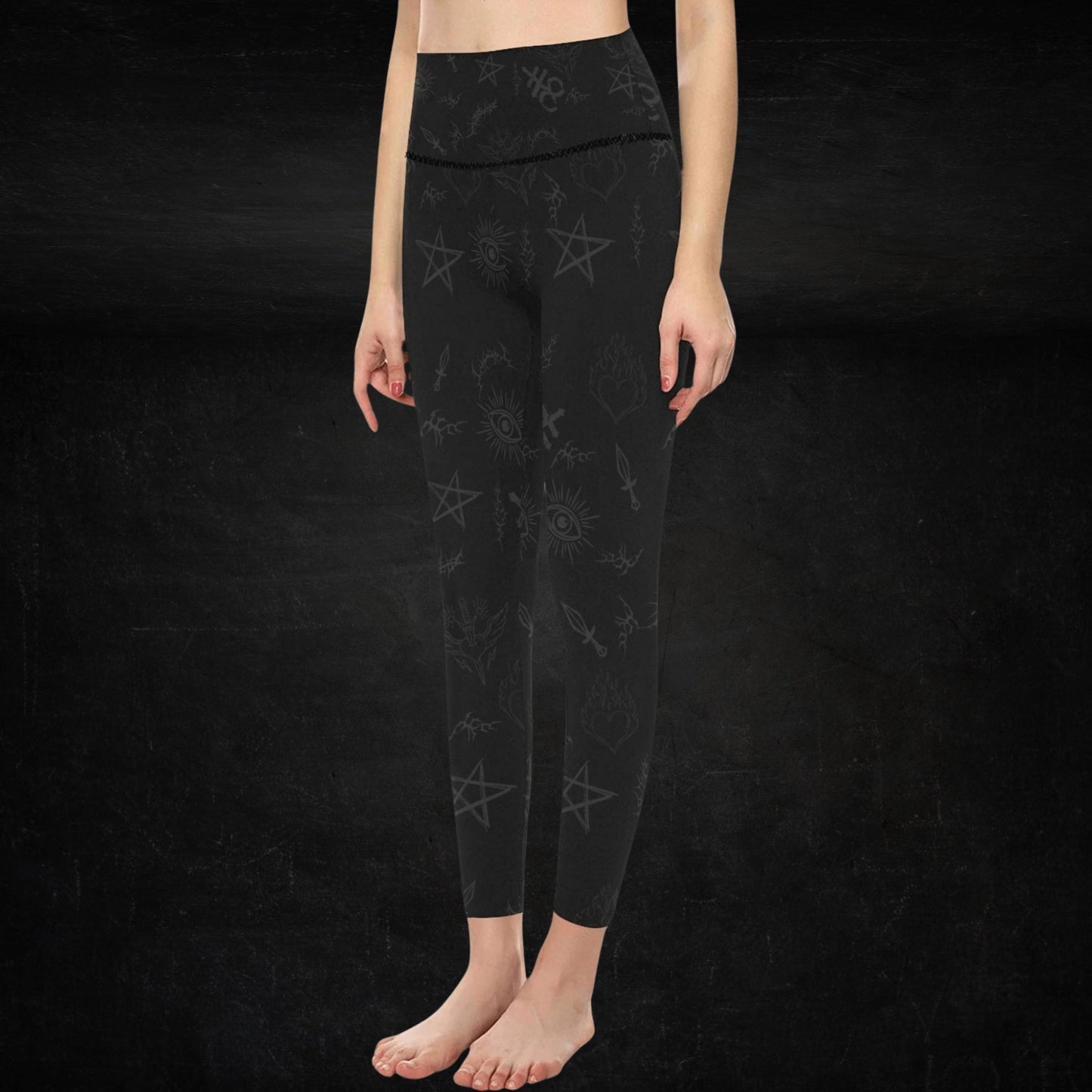 Gravebound Active Set gothic high‑waist leggings detail shot
